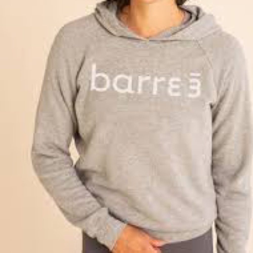 Barre3 grey sweatshirt and with hood